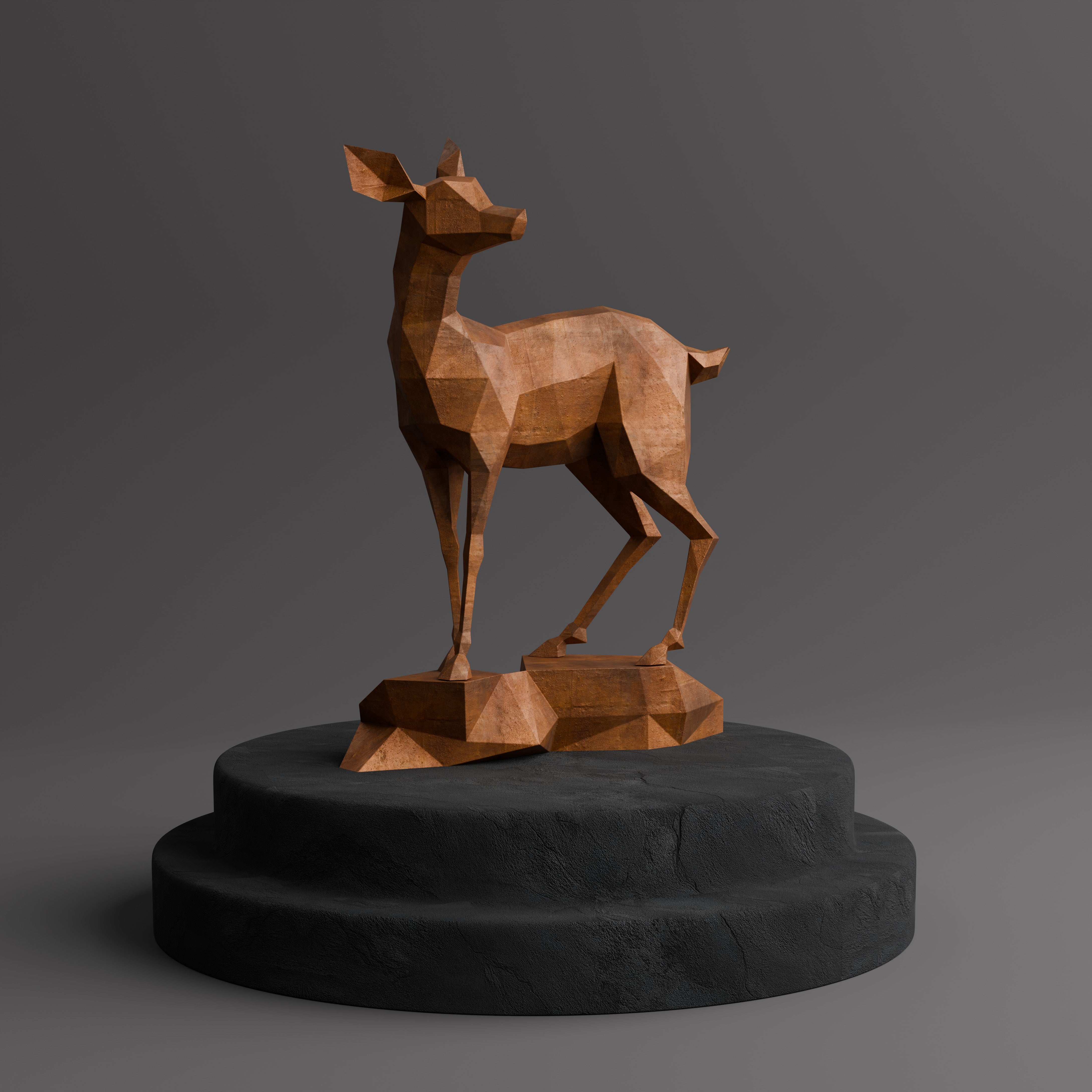 Sculpture Gazelle en Acier Corten - Sculpture Origami