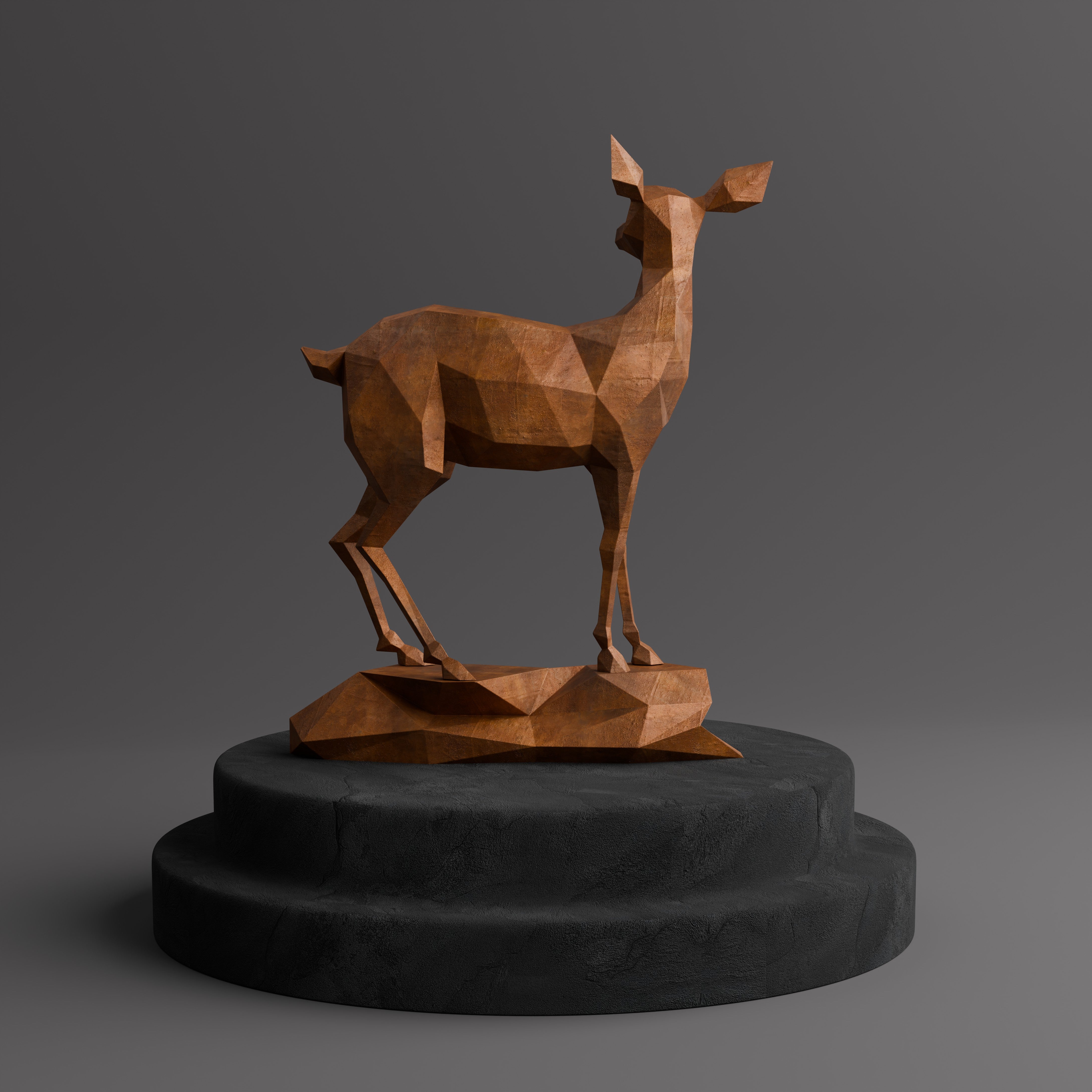 Sculpture Gazelle en Acier Corten - Sculpture Origami