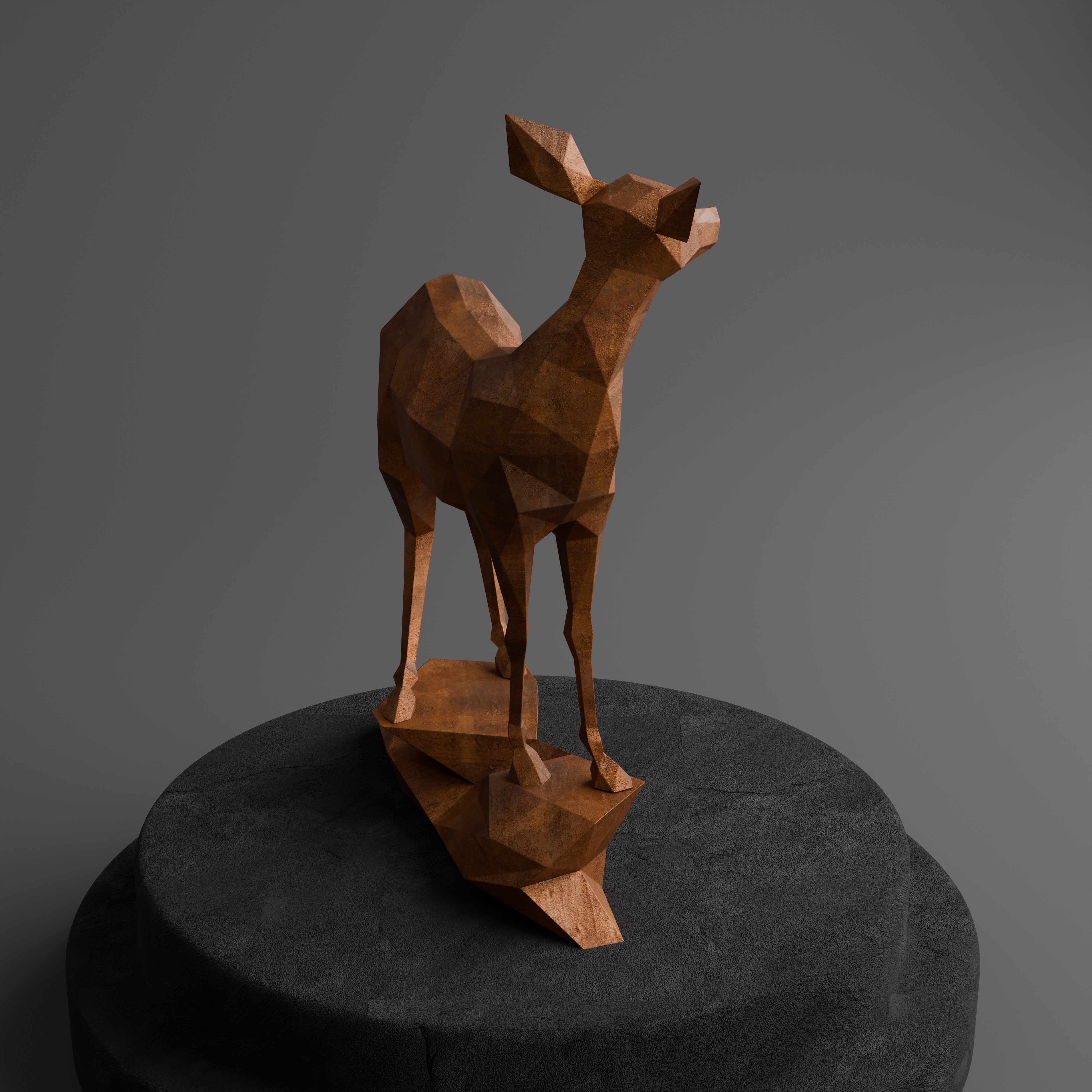 Sculpture Gazelle en Acier Corten - Sculpture Origami