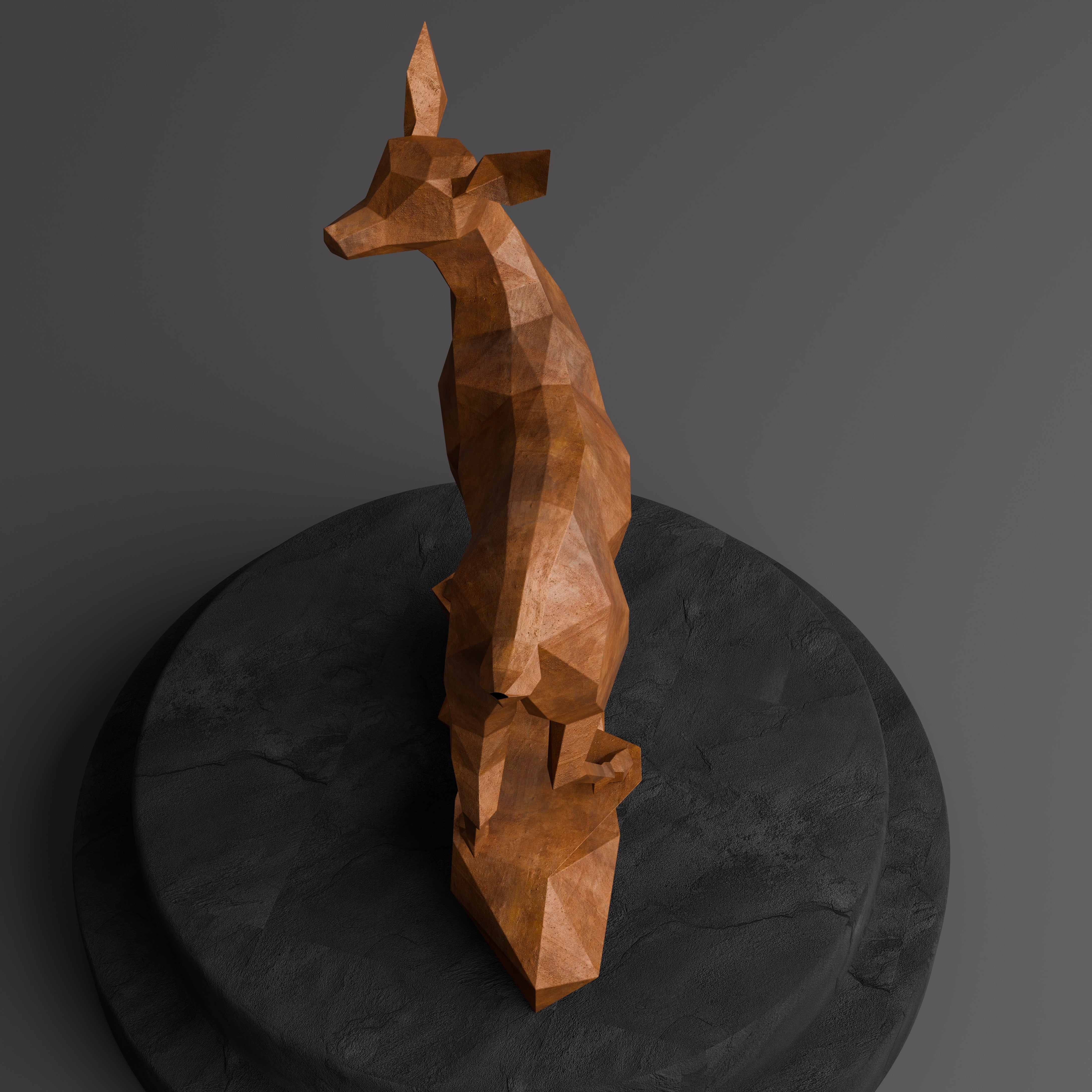 Sculpture Gazelle en Acier Corten - Sculpture Origami
