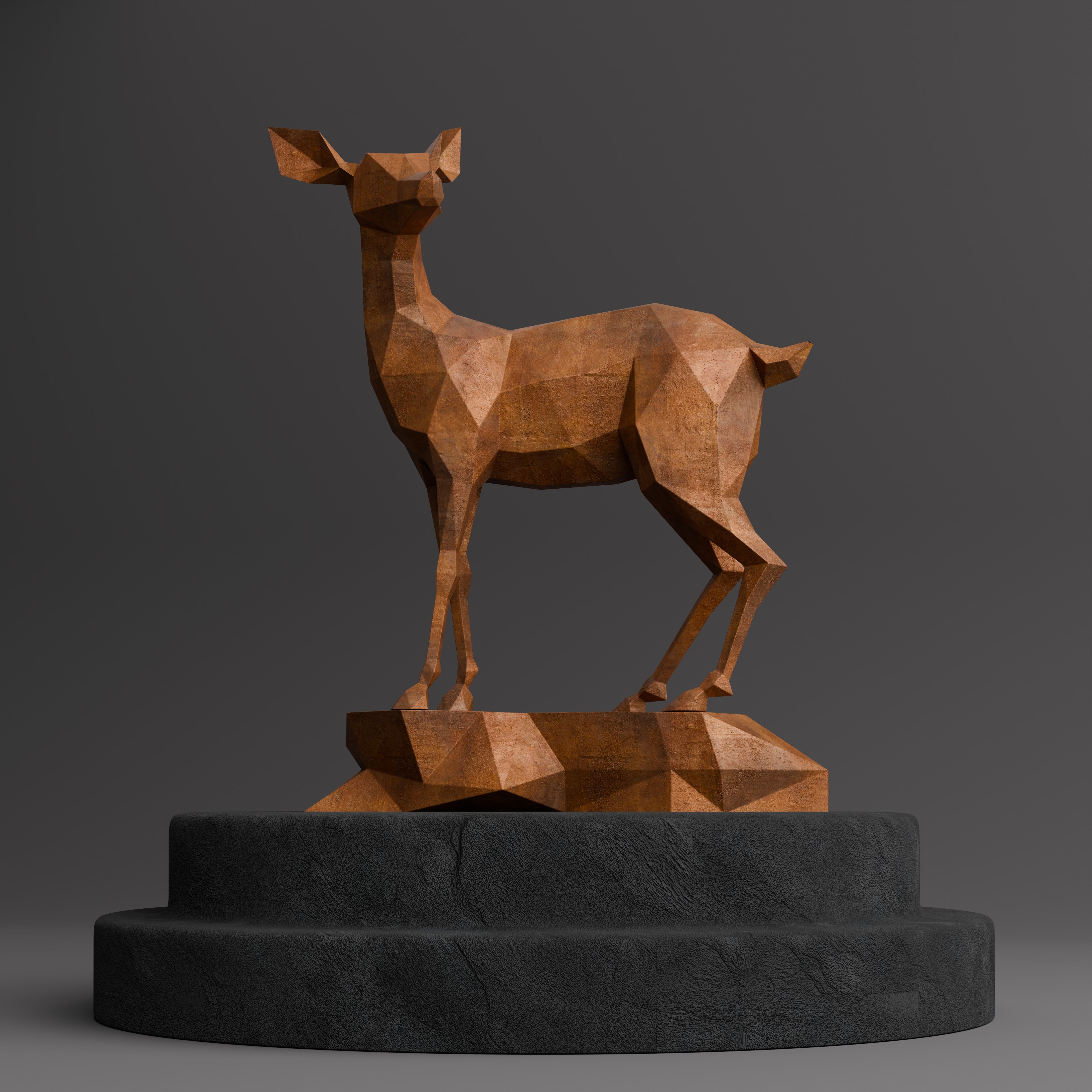 Sculpture Gazelle en Acier Corten - Sculpture Origami