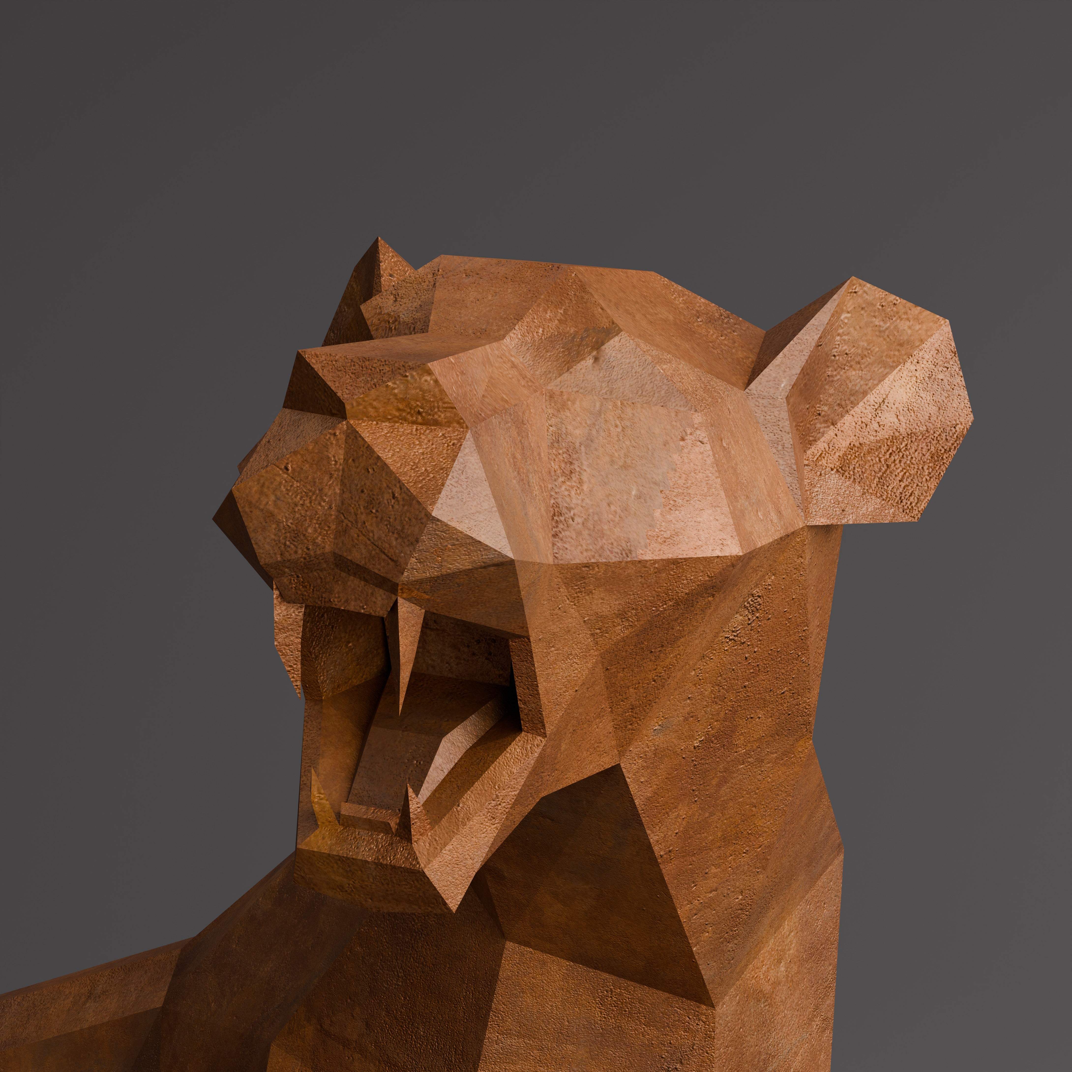 Sculpture Guépard en Acier Corten - Sculpture Origami