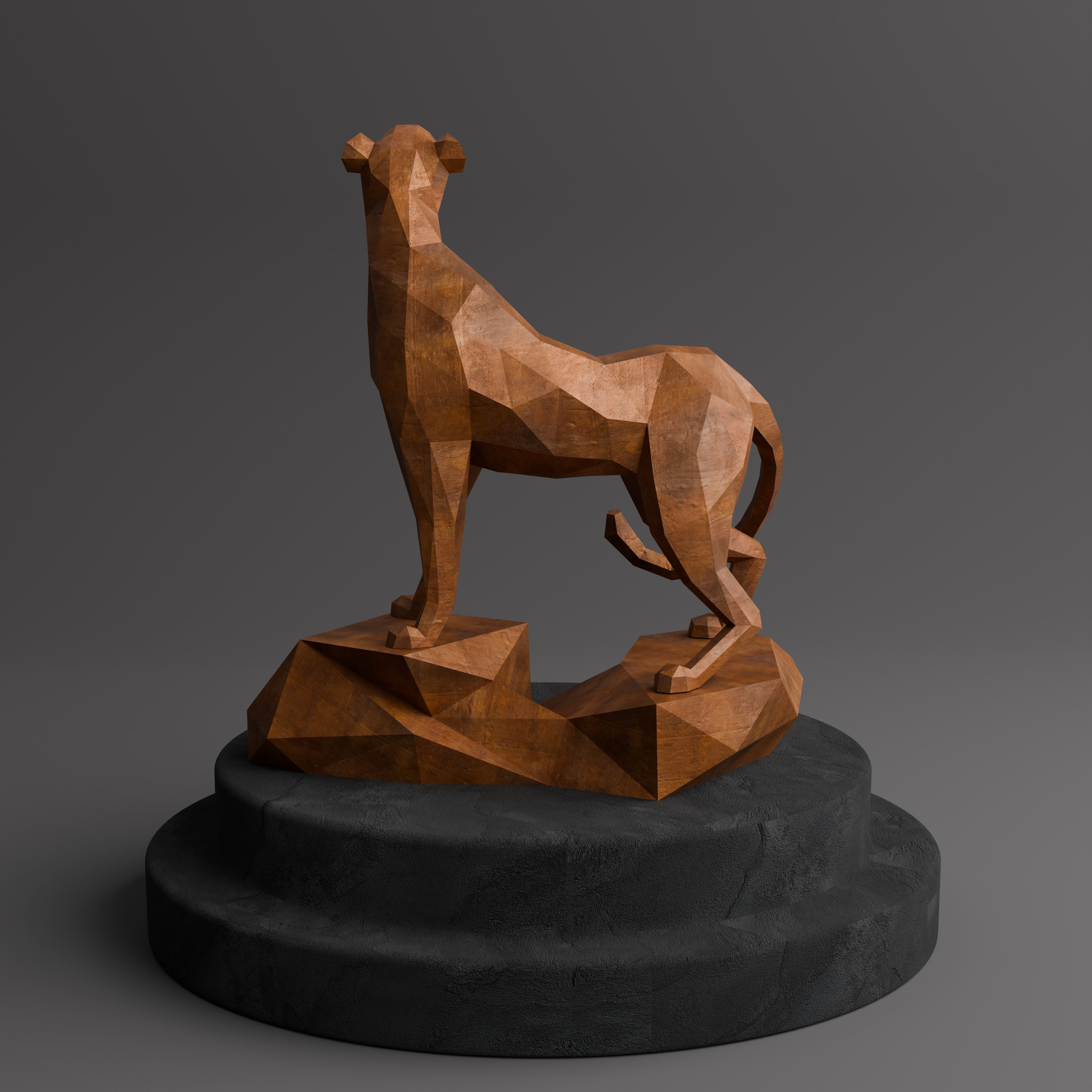 Sculpture Guépard en Acier Corten - Sculpture Origami