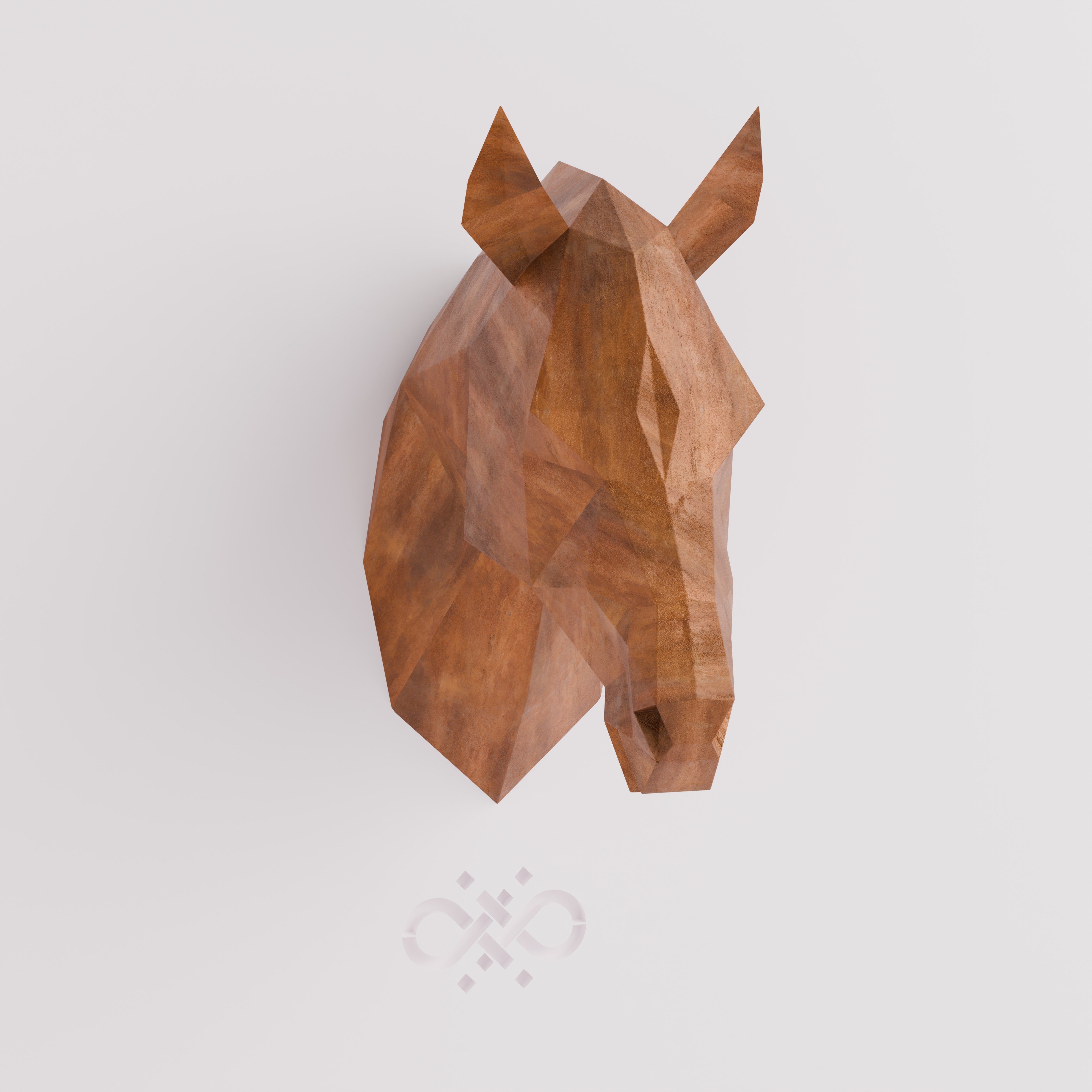 Tête de Cheval en Origami Métallique - Sculpture Origami