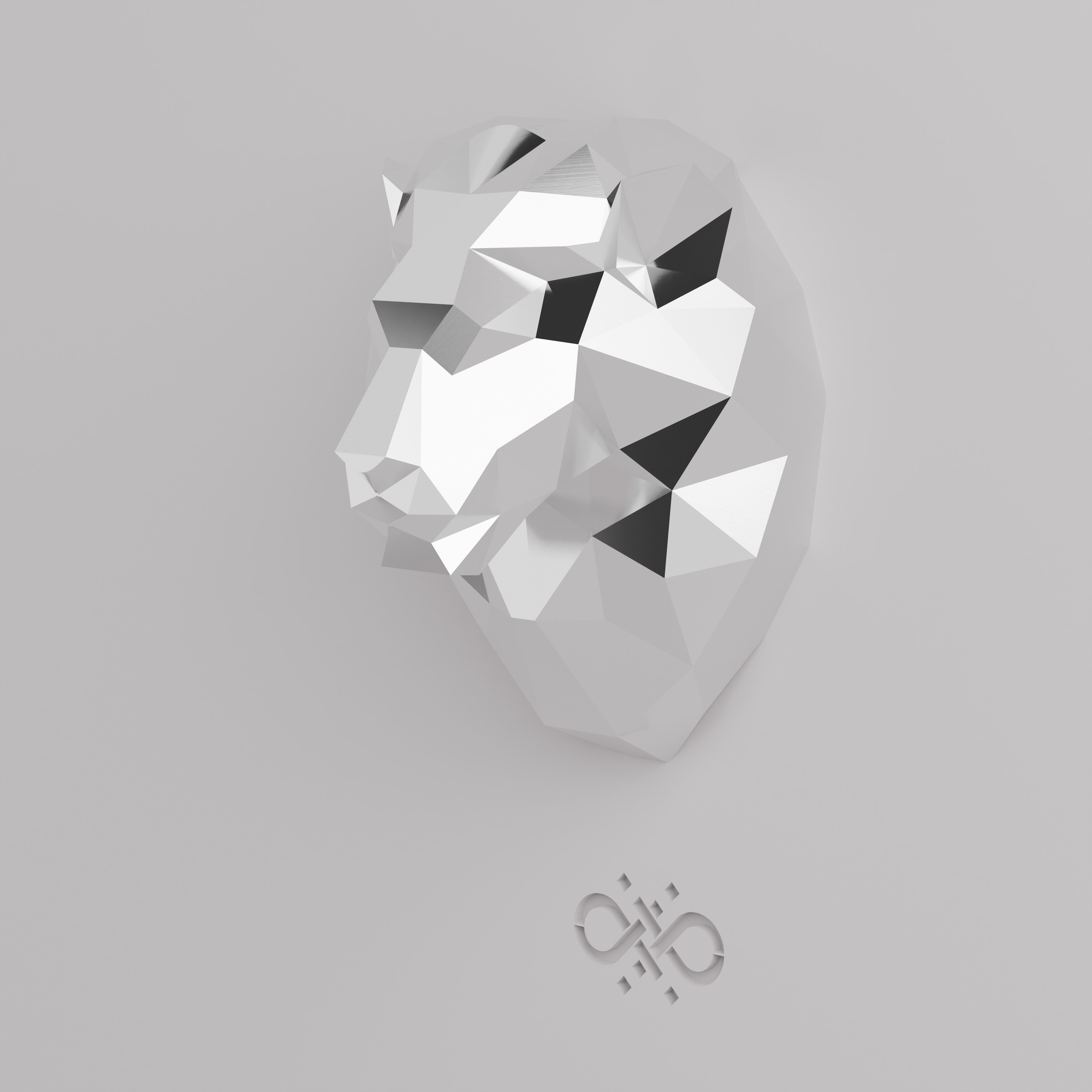 Sculpture Tête de Lion Géométrique - Sculpture Origami