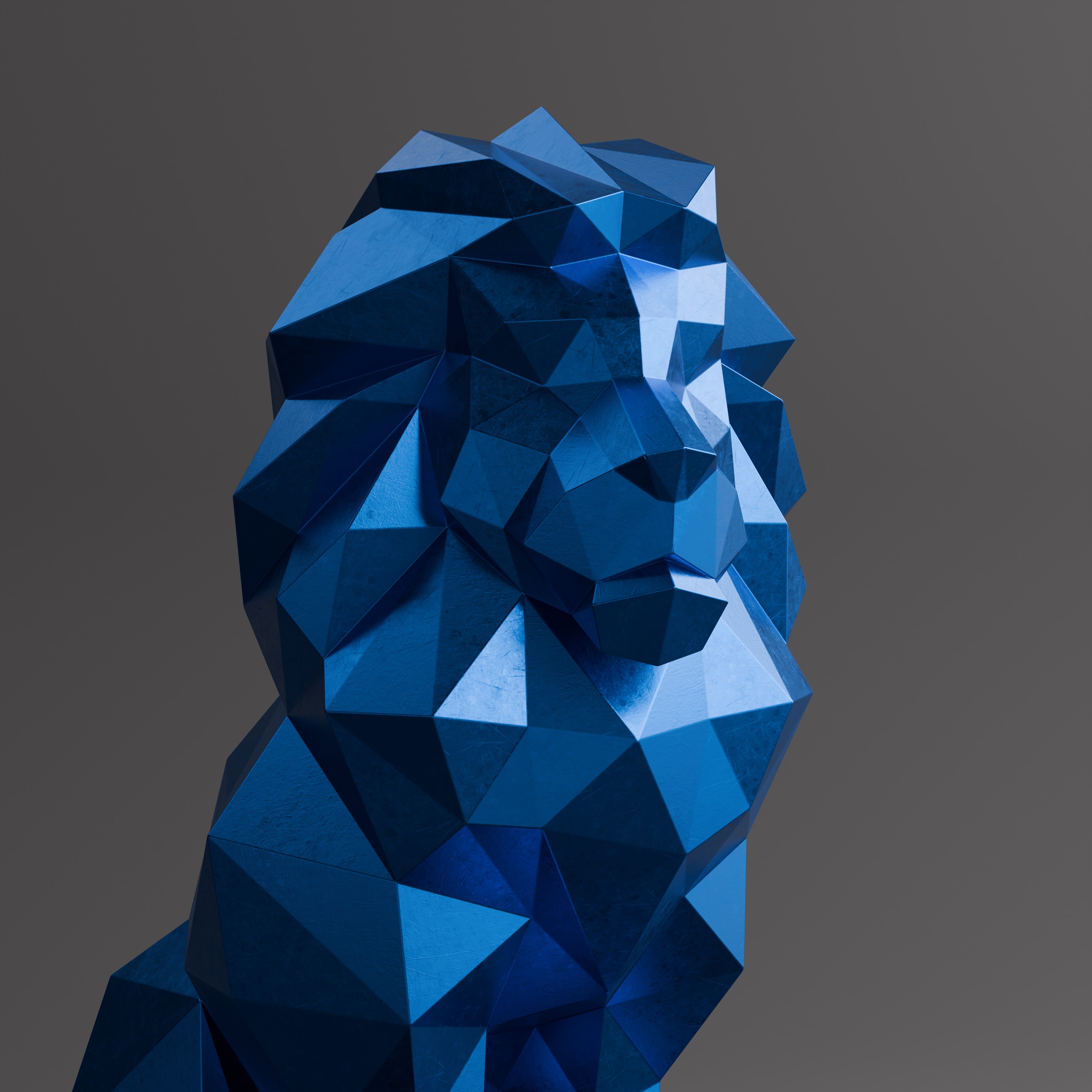 Sculpture Lion Polygone - Sculpture Origami