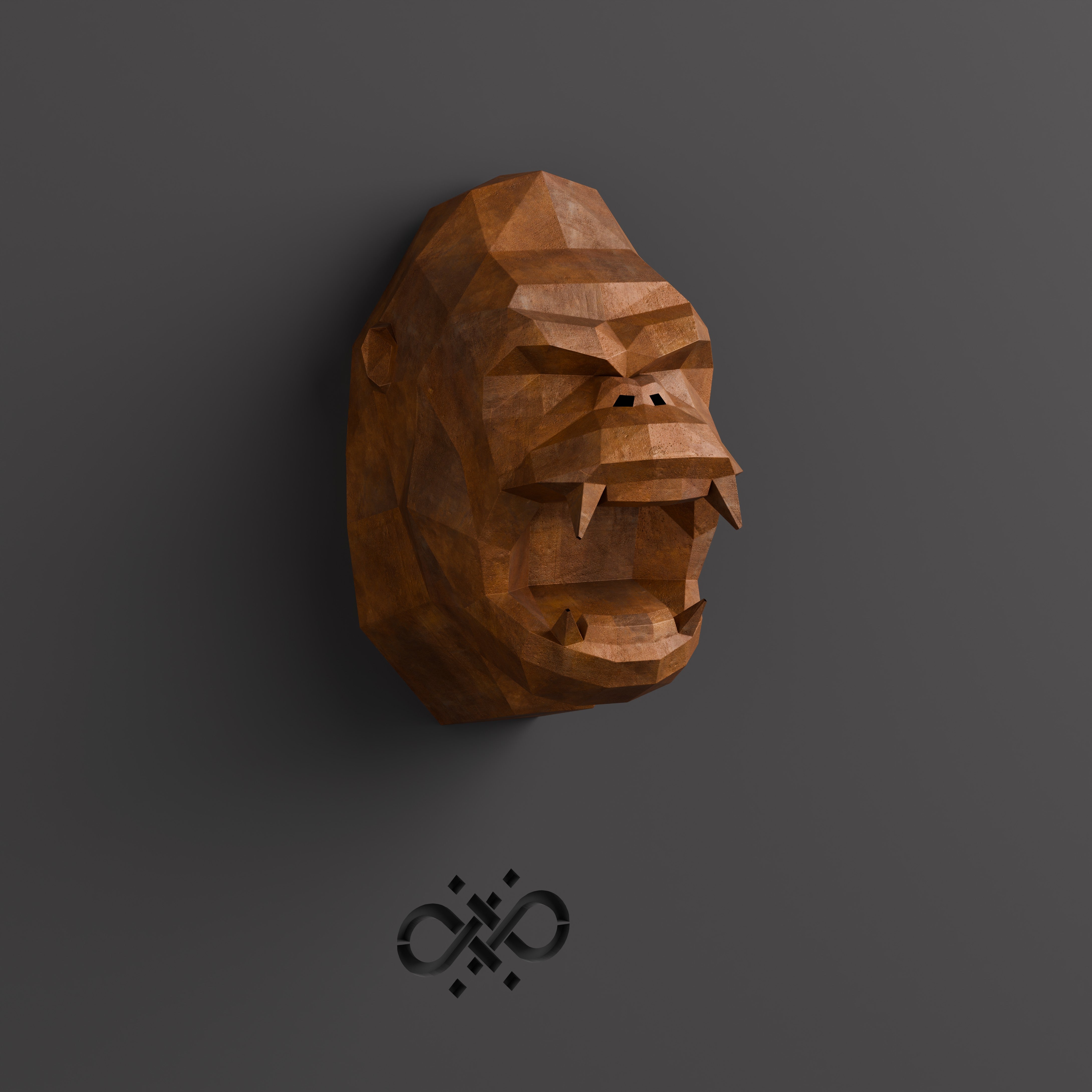 Sculpture Tête de Gorille Design Géométrique - Sculpture Origami