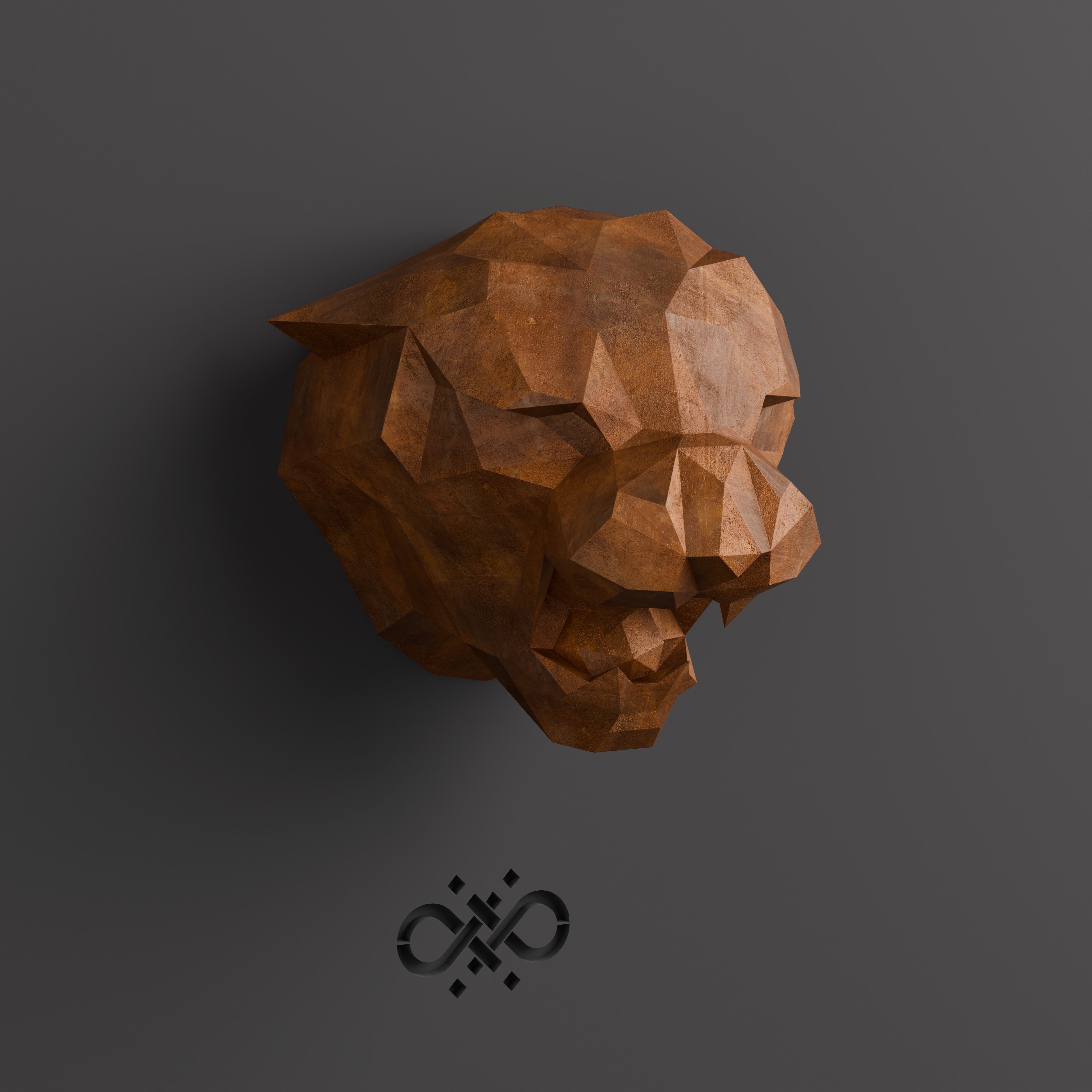 Sculpture Tête de Tigre Design Géométrique Abstrait - Sculpture Origami